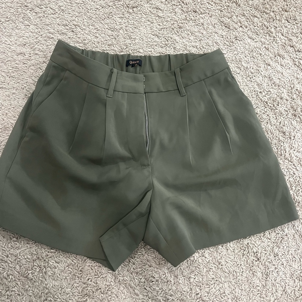 Quince Olive Tailored High-Rise Women's Shorts